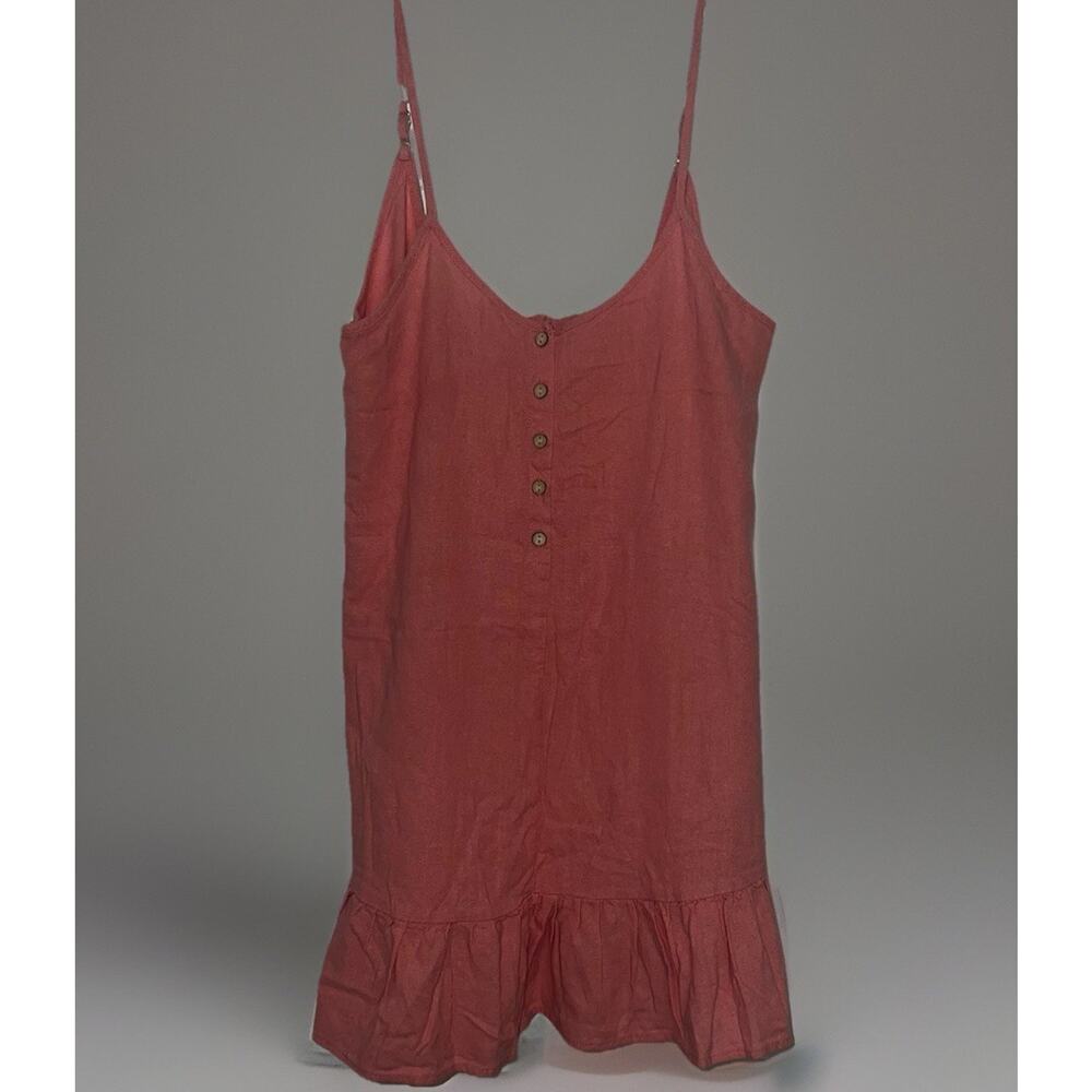 Hunter & Brown linen blend Sleeveless Coral dress Size Medium Button Front